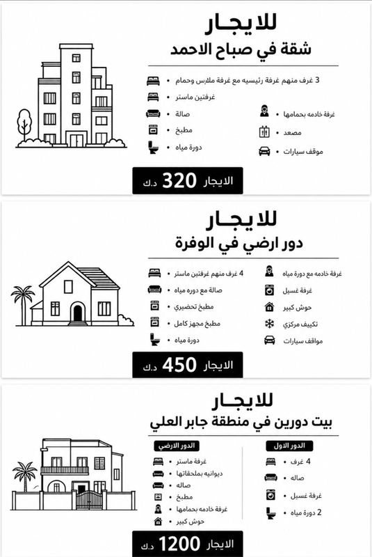 شقة للايجار في صباح السالم